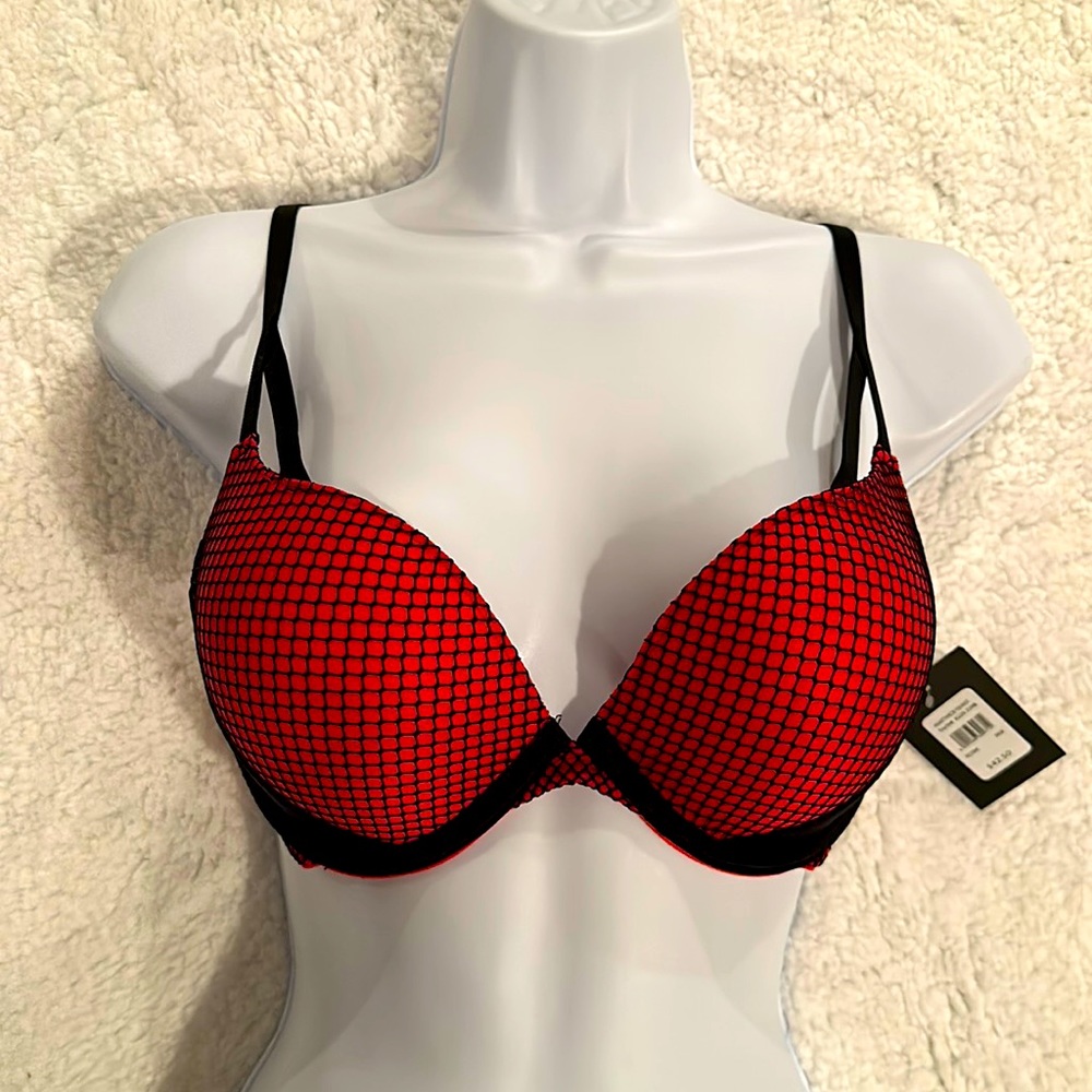 Frederick's of Hollywood Red and Black Push-Up Bra